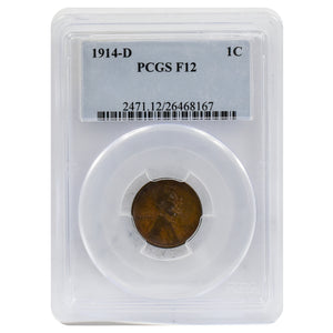 1914-D Lincoln Cent Wheat Reverse F12 PCGS