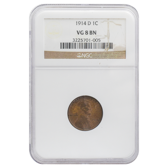 1914-D Wheat Cent VG8 BN NGC