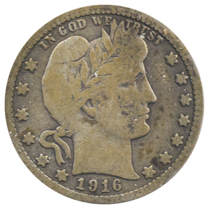1916-D Barber Quarter (VG) "Corroded"