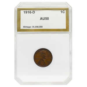 1916-D Wheat Cent (AU50) PCI