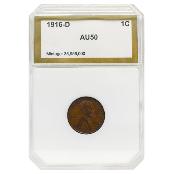 1916-D Wheat Cent (AU50) PCI