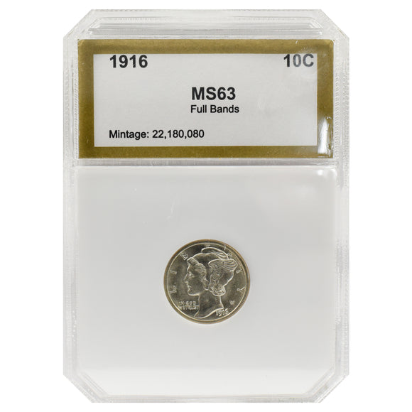 1916 Mercury Dime MS63 (Full Bands) PCI