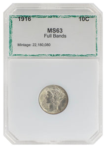 1916 Mercury Dime MS63 (Full Bands) PCI