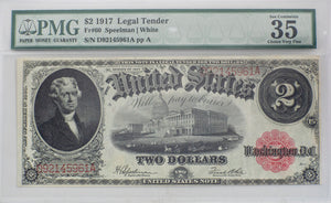 1917 $2 Legal Tender FR #60 Choice VF 35 EPQ PMG