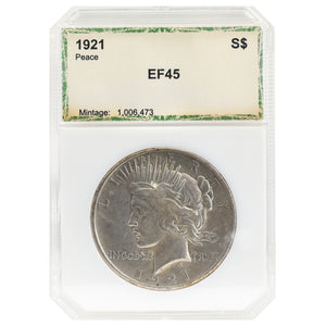 1921 EF45 Peace Dollar PCI