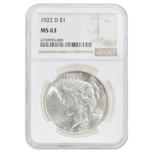 1922-D Peace Dollar MS63 NGC