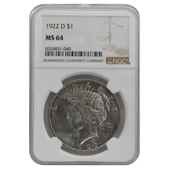 1922-D Peace Dollar MS64 NGC