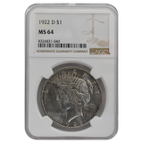 1922-D Peace Dollar MS64 NGC