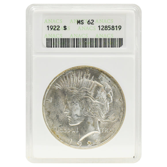 1922 MS62 Peace Dollar ANACS