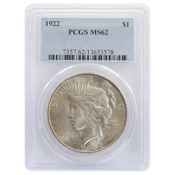 1922 MS62 Peace Dollars PCGS