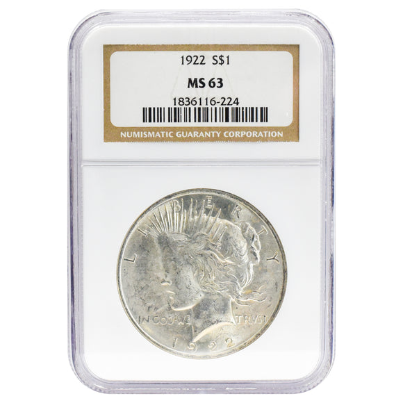 1922 MS63 Peace Dollar NGC