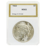 1922 MS63 Peace Dollar PCI