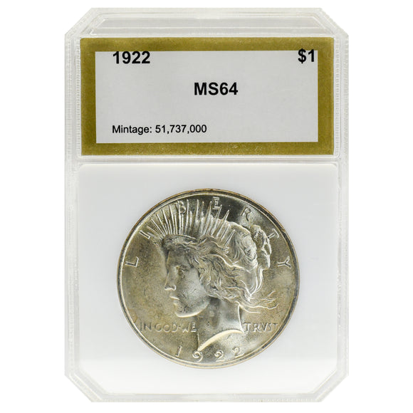 1922 MS64 Peace Dollar PCI