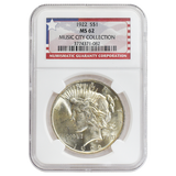 1922 Peace Dollar  MS62 NGC Music City Collection
