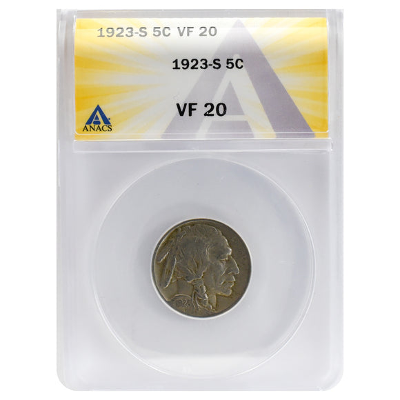 1923-S Buffalo Nickel VF20 ANACS