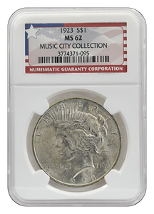 1923 MS62 Music City Peace Dollar