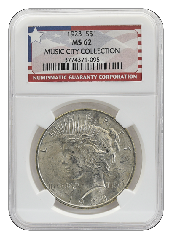 1923 MS62 Music City Peace Dollar