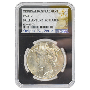1923 Peace Dollar BU Original Bag Fragment NGC