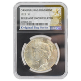 1923 Peace Dollar BU Original Bag Fragment NGC