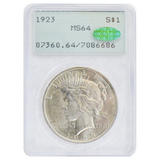 1923 Peace Dollar MS64 PCGS Green CAC Sticker