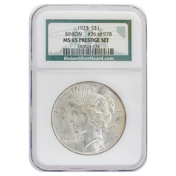 1923 Peace Dollar MS65 Prestige Set NGC