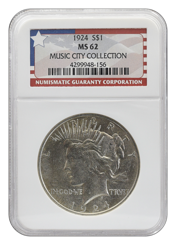 1924 MS62 NGC Music City Collection Peace Dollar