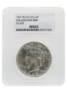 1924 MS63 PCC Peace Dollar