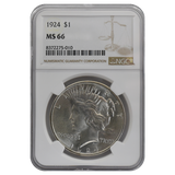 1924 Peace Dollar MS66 NGC