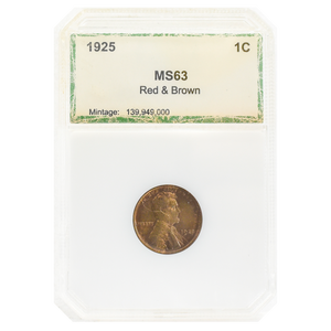 1925 Wheat Cent MS63 Red-Brown