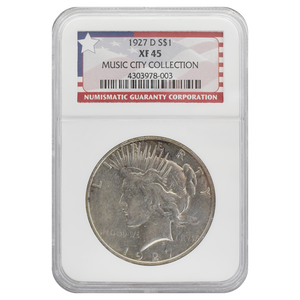 1927-D Peace Dollar XF45 Music City Collection NGC