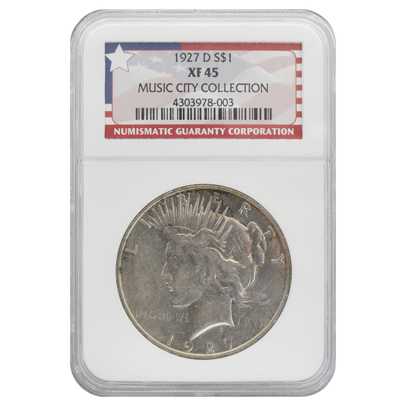 1927-D Peace Dollar XF45 Music City Collection NGC
