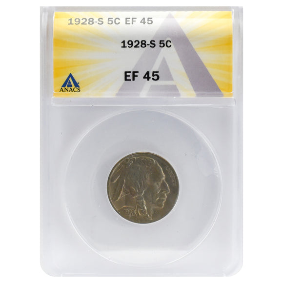 1928-S Buffalo Nickel EF45 ANACS