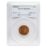 1930-S Wheat Cent MS65 Red PCGS