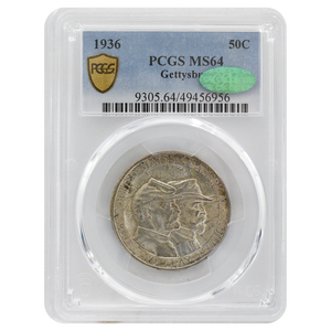 1936 Gettysburg Commemorative Half Dollar MS64 PCGS Green CAC Sticker