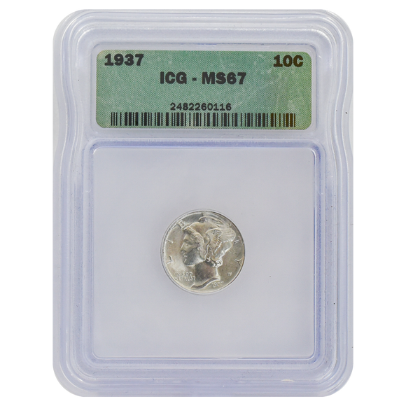 1937 Mercury Dime MS67