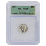 1937 Mercury Dime MS67