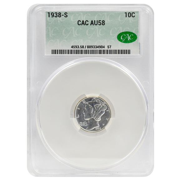 1938-S Mercury Dime AU58 CAC