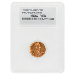 1938 Wheat Cent MS67 Red