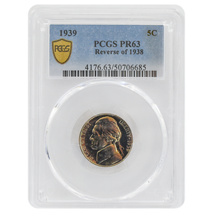 1939 Jefferson Proof Nickel PR63 "Reverse of 1938"