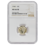 1940 Mercury Dime MS66 Full Bands NGC