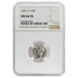 1941-S Mercury Dime MS66 Full Bands NGC