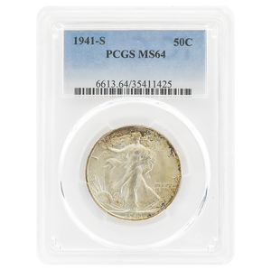 1941-S Walking Liberty Half Dollar MS64 PCGS