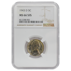 1943-D Jefferson Nickel MS66 5 Full Steps NGC