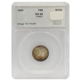 1943 Mercury Dime FB MS66 (Toned)