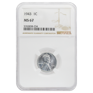 1943 Wheat Cent MS67 NGC