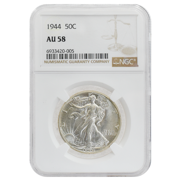1944 Walking Liberty Half Dollar AU58 NGC