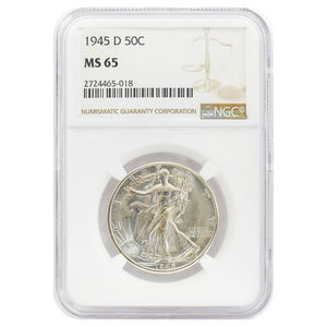 1945-D Walking Liberty Half Dollar MS65 NGC