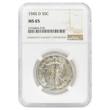 1945-D Walking Liberty Half Dollar MS65 NGC