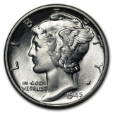 1937-S - 1945-D Mercury Dime - UNC Condition