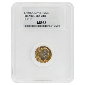 1949 Roosevelt Dime MS68 PCC (Vintage Toning)